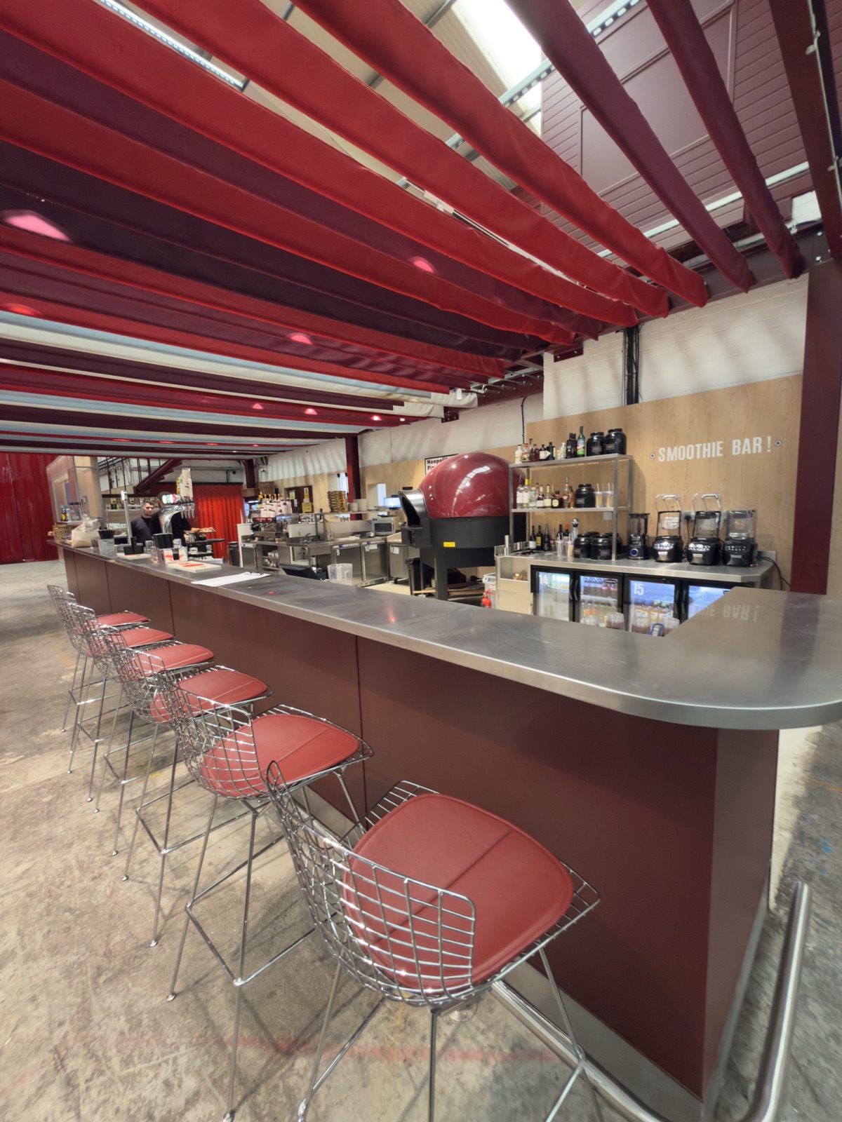 The bar and lounge seating at Racketeer.